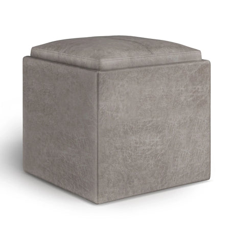 Rockwood - Upholstered Cube Storage Ottoman With Tray - Furniture Home Direct