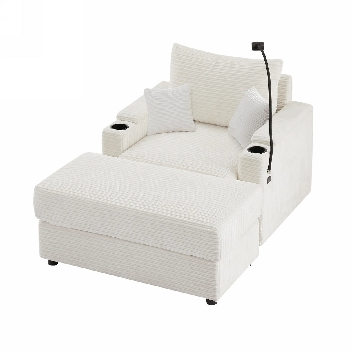 Modern Style Loveseat Sofa Sectional Sofa Couch With Storage Space, A Movable Ottoman, Two USB Ports, Two Cup Holders, A Phone Holder For Living Room - Furniture Home Direct