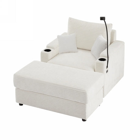 Modern Style Loveseat Sofa Sectional Sofa Couch With Storage Space, A Movable Ottoman, Two USB Ports, Two Cup Holders, A Phone Holder For Living Room - Furniture Home Direct