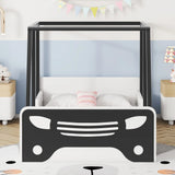 Twin Size Car-Shaped Bed With Roof, Wooden Twin Floor Bed With Wheels And Door Design, Montessori Inspired Bedroom - Furniture Home Direct