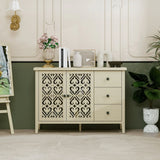Hollowed Out Cabinet With 2 Door 3 Drawers, American Furniture, Suitable For Bedroom, Living Room, Study - Natural - Furniture Home Direct