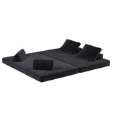 Multifunctional Convertible Sofa Bed With 2 Tumbler Backrests And 2 Pillows, Deep Seat Couch - Furniture Home Direct