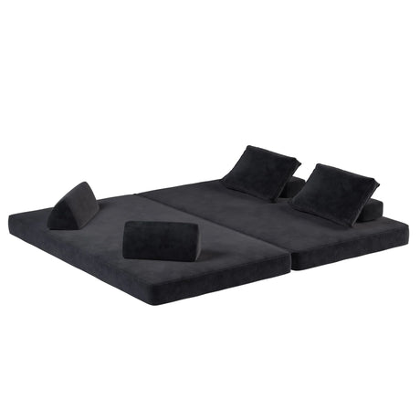 Multifunctional Convertible Sofa Bed With 2 Tumbler Backrests And 2 Pillows, Deep Seat Couch - Furniture Home Direct