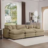 Modern Oversized Modular Cushion Sofa With Ottoman, Low Back, Deep Seating Sofa Set - Furniture Home Direct