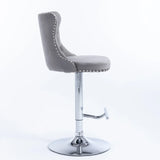 Counter Height Bar Stools Velvet Tufted Back Chrome Gray - Furniture Home Direct