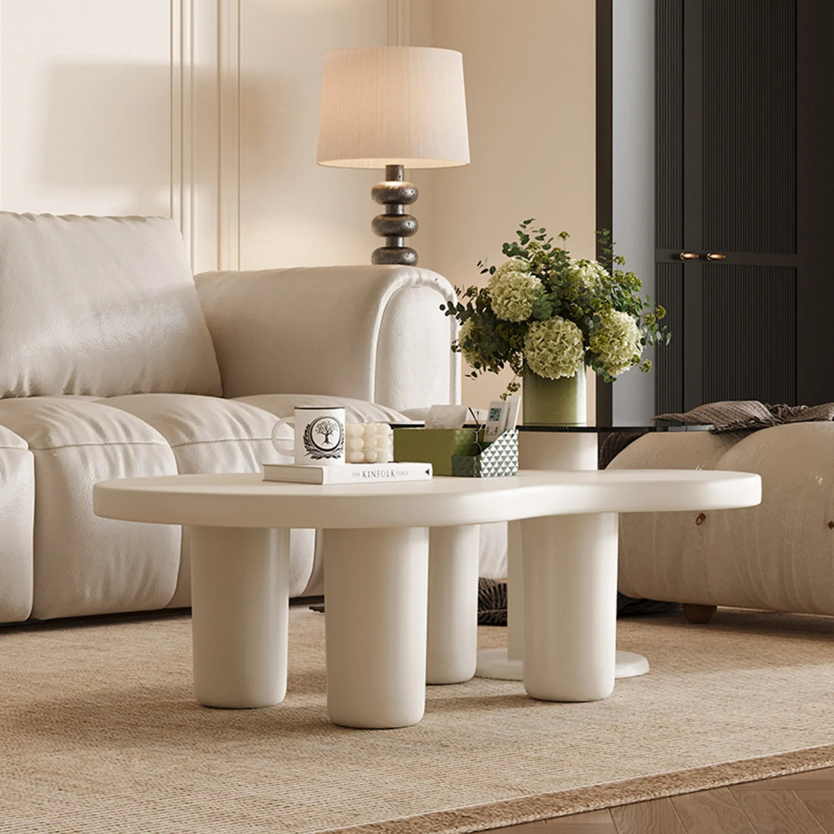 Nesting Coffee Tables Set Modern MDF Glass Two Tier Beige - Furniture Home Direct