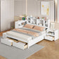 Platform Bed With Multi Functional Storage Space, Nightstand, 2 Drawers, USB Ports And Desk - Furniture Home Direct