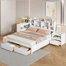 Platform Bed With Multi Functional Storage Space, Nightstand, 2 Drawers, USB Ports And Desk - Furniture Home Direct