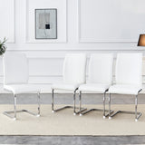 Dining Chairs Set Modern PU Upholstered Chrome White - Furniture Home Direct