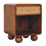 Open Woven Bedside Table, 1 Drawer - Chestnut - Furniture Home Direct