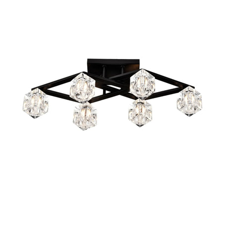 6 Light Crystal Ceiling Light For Dining Room, Modern Ceiling Lamp With Light Fixture For Entryway, Lobby, Kitchen, Bedroom, Living Room, Conference Room, (6*G9 Bulbs Included) - Furniture Home Direct
