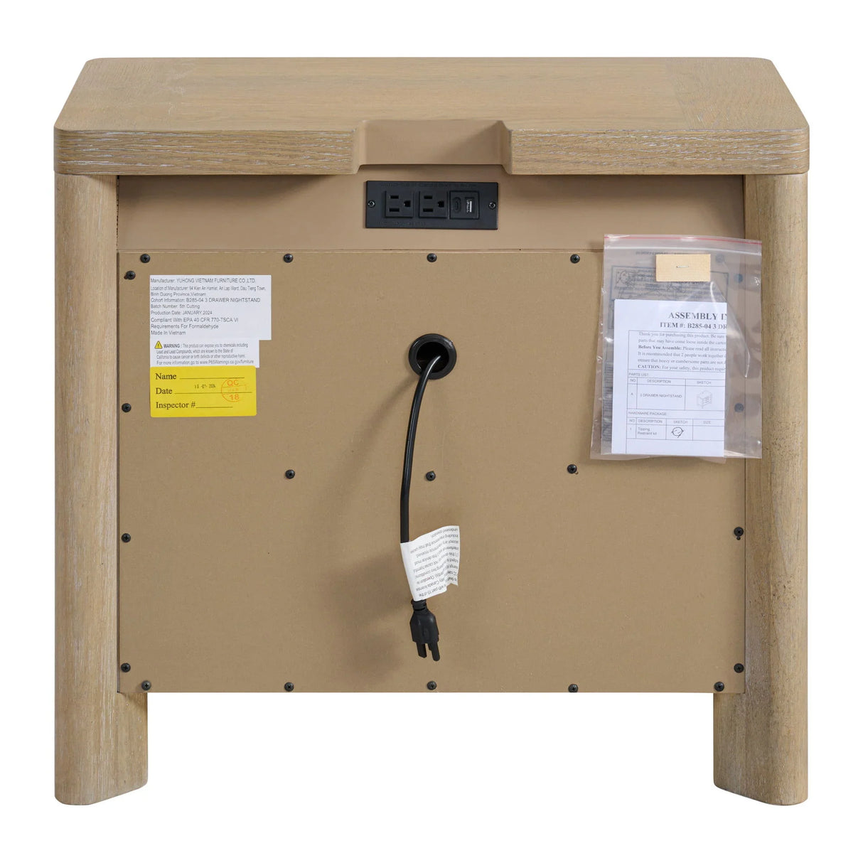 Clove - 3 Drawer Nightstand - Tan - Furniture Home Direct
