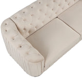 Modern 3-Piece Velvet Upholstered Living Room Set Including Sofa, Love Seat and Chair, Beige - Furniture Home Direct