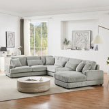 Sectional Sofa Oversized U Shaped Corduroy Fabric Gray - Furniture Home Direct