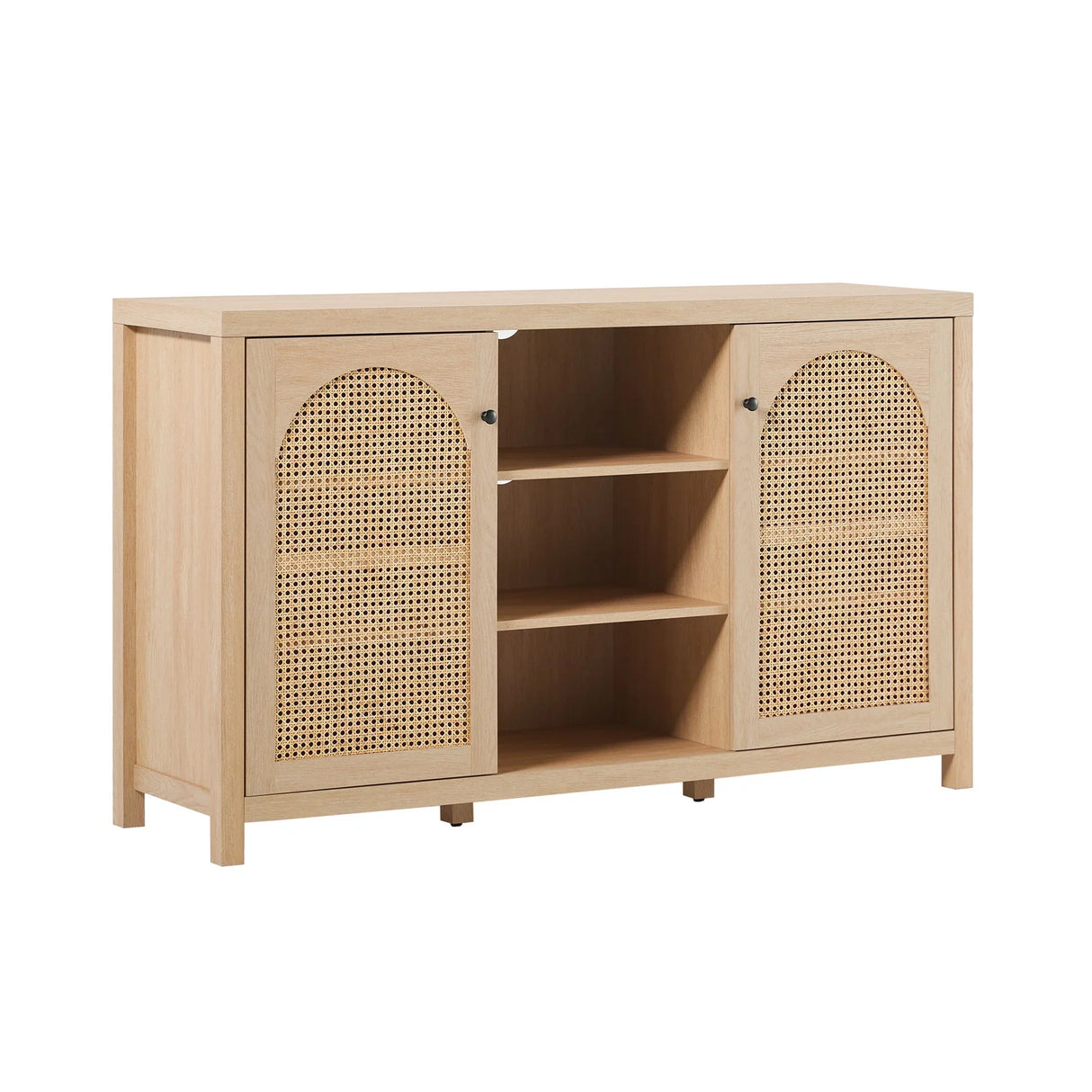 Transitional 2 Door Sideboard With Arched Rattan Panels - Furniture Home Direct