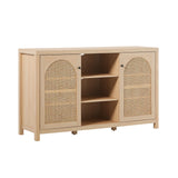 Transitional 2 Door Sideboard With Arched Rattan Panels - Furniture Home Direct