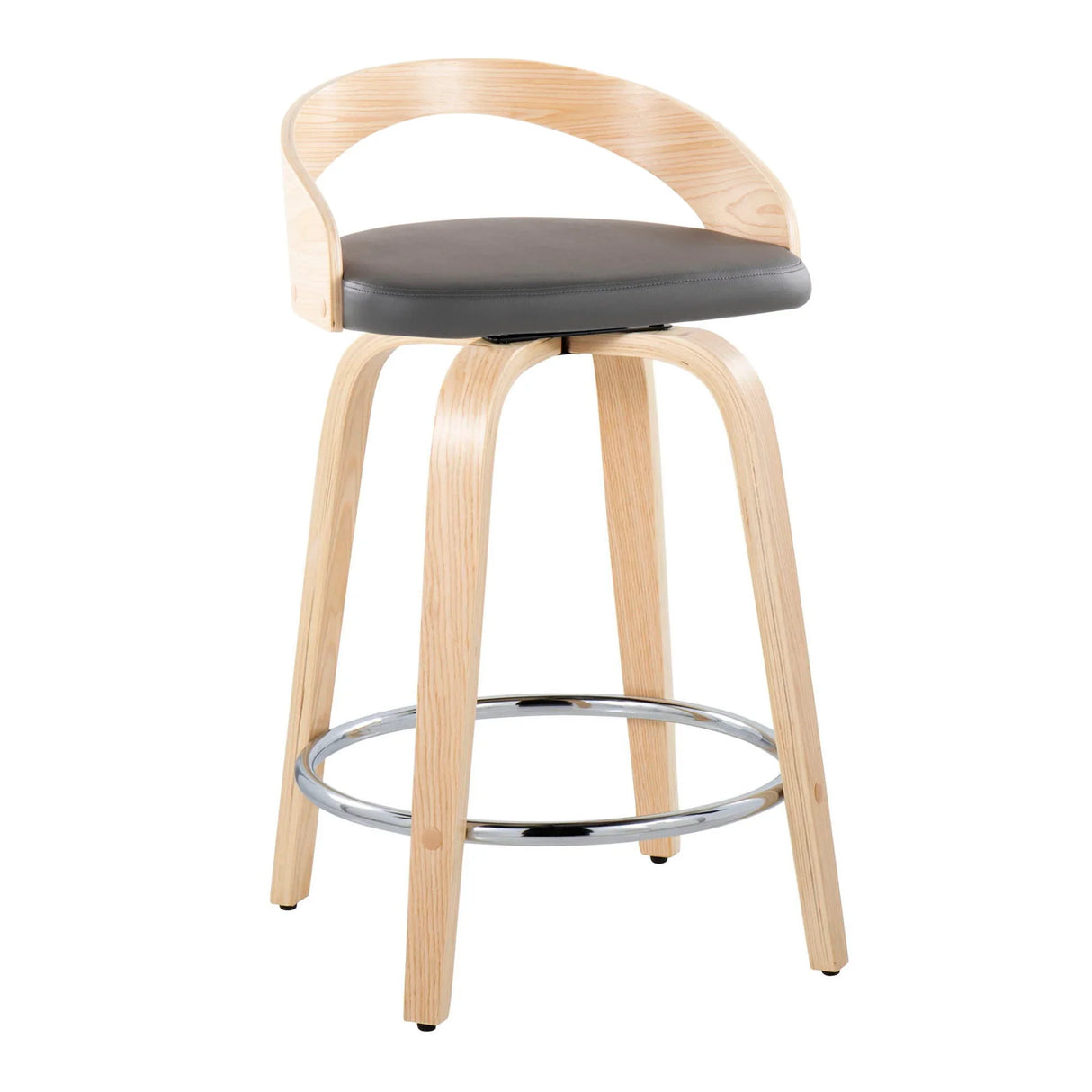 Grotto - Contemporary Fixed Height Counter Stool & Swivel, Round Footrest (Set of 2) - Furniture Home Direct