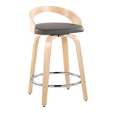 Grotto - Contemporary Fixed Height Counter Stool & Swivel, Round Footrest (Set of 2) - Furniture Home Direct