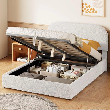 Upholstered Platform Bed With Hydraulic Storage System - Furniture Home Direct