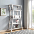 Modern Home Display Cabinet 4 Tier Open Shelving With Center Drawer - White Oak - Furniture Home Direct