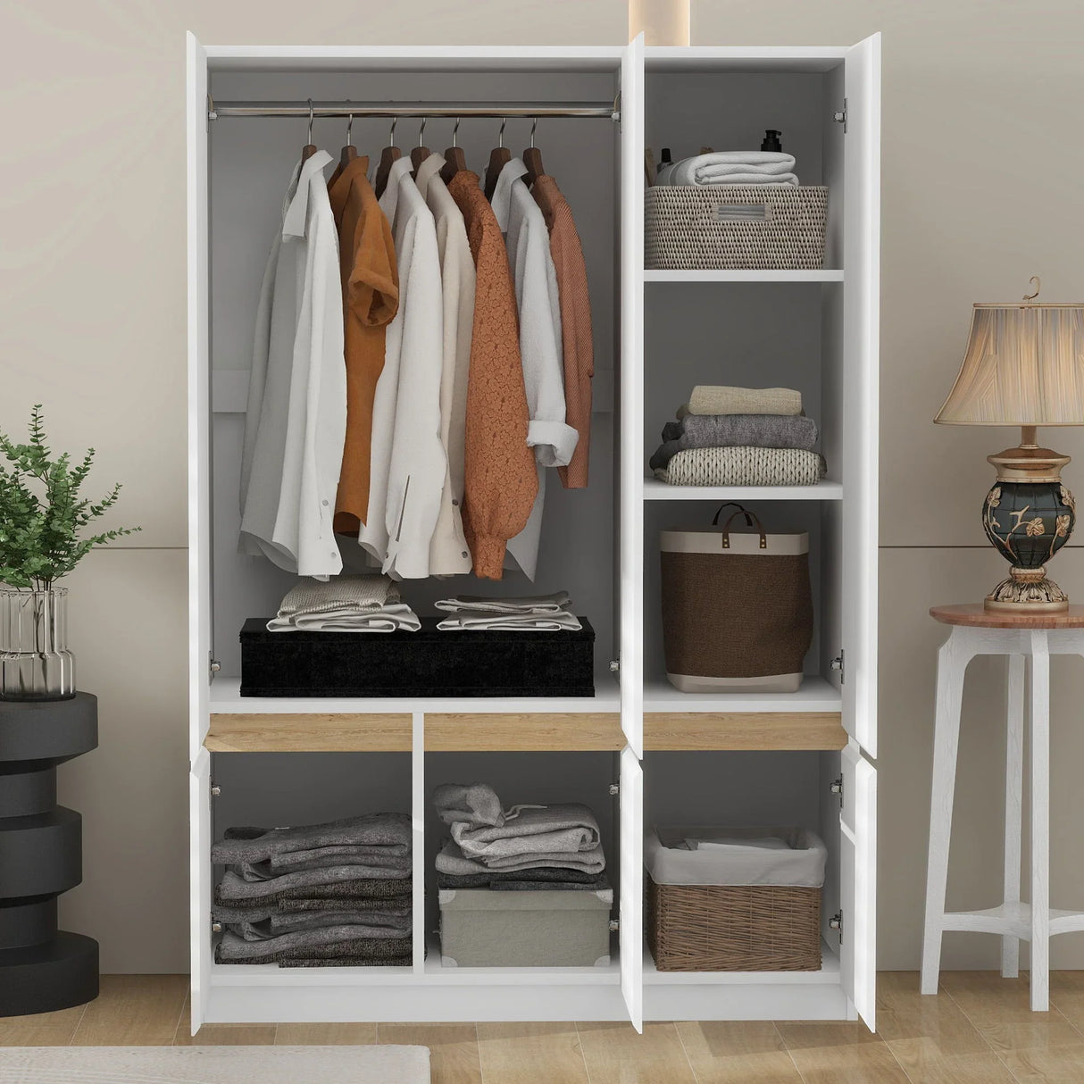6 Doors Wardrobe Storage For Bedroom - Furniture Home Direct