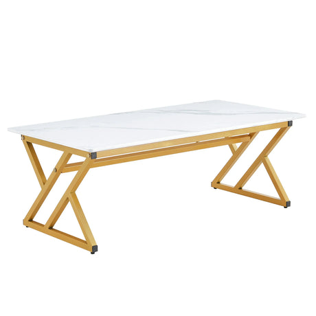 Modern Rock Slab Coffee Table With Metal Legs - Furniture Home Direct