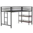 Adam - Junior Twin Loft Bunk Bed With Cinnamon Wood Shelf - Black - Furniture Home Direct
