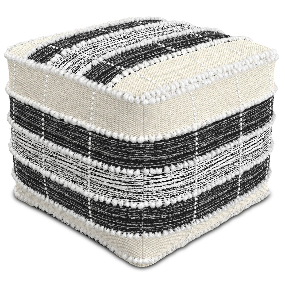 Barley - Square Pouf - White / Beige / Black - Furniture Home Direct