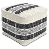 Barley - Square Pouf - White / Beige / Black - Furniture Home Direct
