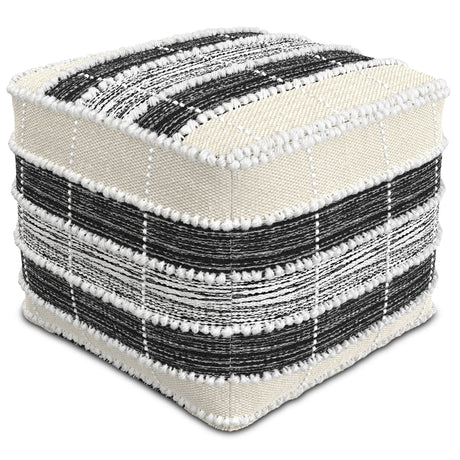 Barley - Square Pouf - White / Beige / Black - Furniture Home Direct