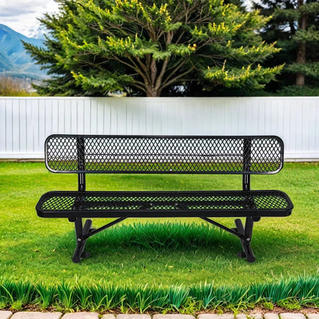 Outdoor Steel Bench With Backrest - Furniture Home Direct