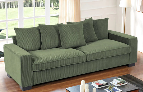 Luxe Corduroy Sofa With 5 Matching Toss Pillows, Sleek Design, Spacious And Comfortable 3 Seater Couch - Furniture Home Direct