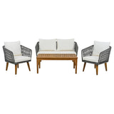 4-Piece Patio Conversation Set with Loveseat, 2 Chairs, Coffee Table + Cushions - Gray - Furniture Home Direct