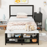 Platform Bed With 2 Tier Storage Shelves, Storage Cabinet - Furniture Home Direct