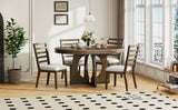 Dining Set Round Table With Four Upholstered Chairs Walnut - Furniture Home Direct