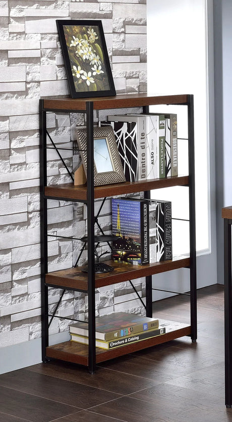 Bob - Bookshelf - Weathered Oak / Black - Furniture Home Direct
