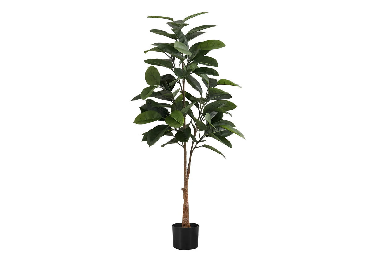 52" Tall, Artificial Plant, Rubber Tree, Indoor, Faux, Fake, Floor, Greenery, Potted, Real Touch, Decorative - Green / Black - Furniture Home Direct