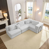 Modular L Shaped Floor Living Room Sofa Set With 6 Pillows - Furniture Home Direct