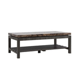 Coffee Table Occasional Faux Marble Slat Shelf Country Farmhouse Italian - Distressed Gray - Furniture Home Direct