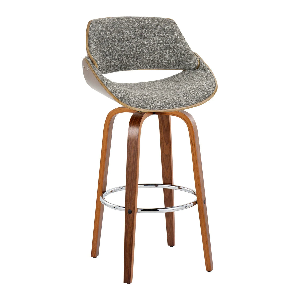 Fabrizzi - Mid Century Modern Fixed Height Barstool With Swivel With Round Footrest (Set of 2) - Furniture Home Direct