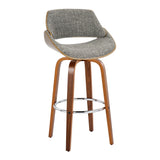 Fabrizzi - Mid Century Modern Fixed Height Barstool With Swivel With Round Footrest (Set of 2) - Furniture Home Direct
