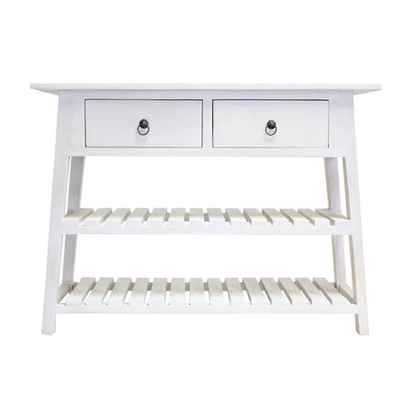 Mahogany Wood Console Table - Natural / White - Furniture Home Direct