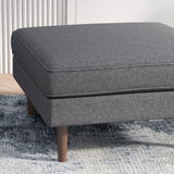 Amber - Square Upholstered Ottoman Linen - Furniture Home Direct