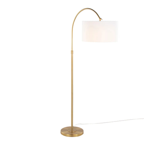 Salon Reader Contemporary Floor Lamp - Gold / White - Furniture Home Direct