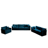 Modern Extra Deep Living Room Set Including Sofa, Love Seat and Chair - Blue Chenille - Furniture Home Direct