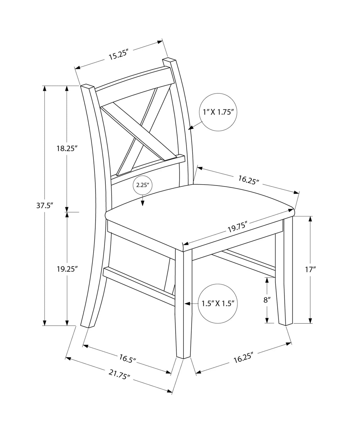Dining Chair Side, Upholstered For Dining Room, Transitional (Set of 2) - Furniture Home Direct