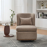 Wide Modern Chenille Cushioned Armless Metal Base 360° Swivel Chair With Pillow - Furniture Home Direct