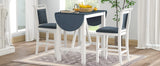 Dining Set Drop Leaf Counter Height With 2 Chairs White Gray - Furniture Home Direct