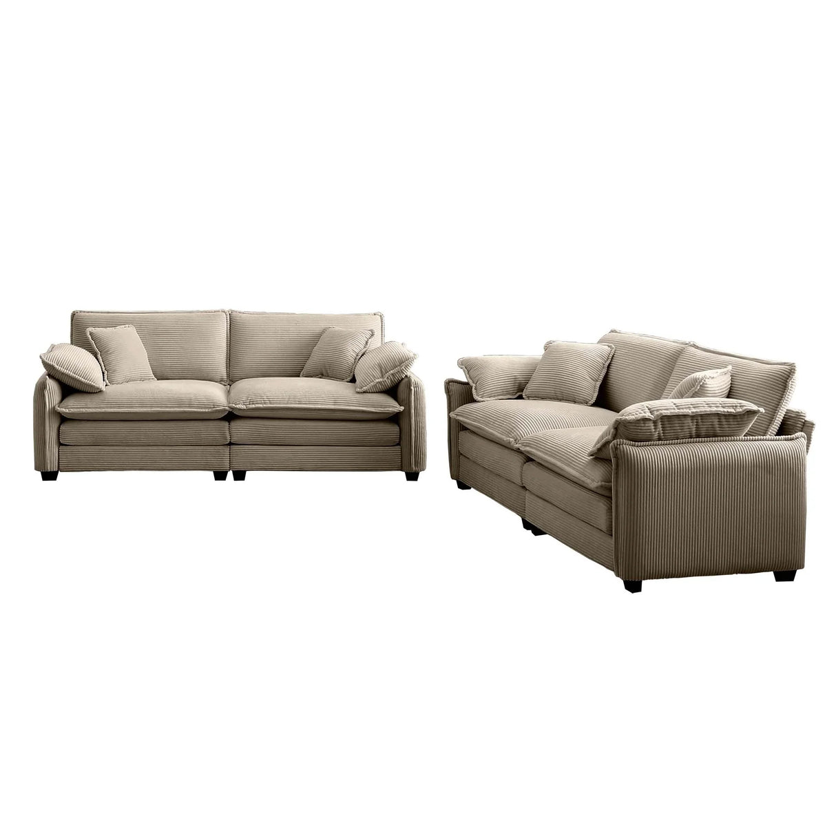 Modern 2 Piece Corduroy Living room Set - Light Brown - Furniture Home Direct