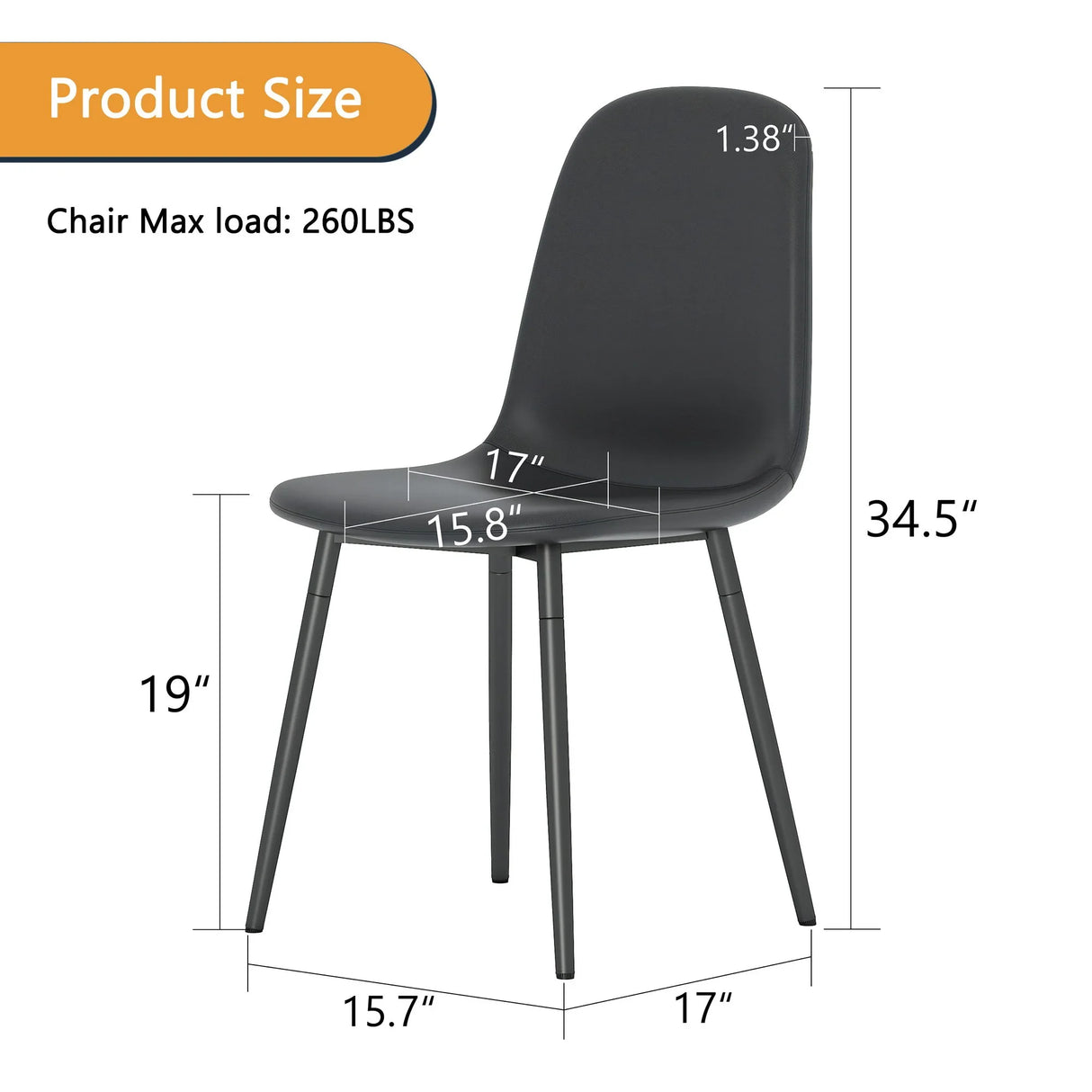 Modern Medieval Style Cushioned Side Chairs Set With Black Metal Legs For Kitchens - Furniture Home Direct